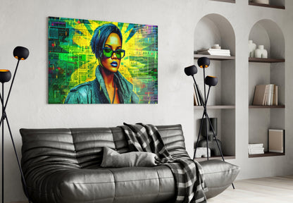Modern Pop Diva Portrait Glass Wall Art || Designer Collection
