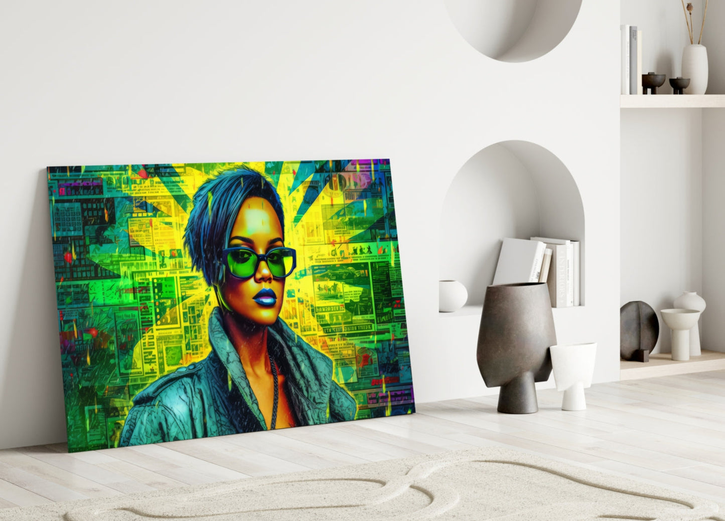 Modern Pop Diva Portrait Glass Wall Art || Designer Collection