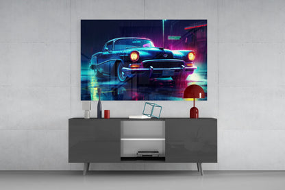 Vintage American Cruiser Glass Wall Art || Designer Collection