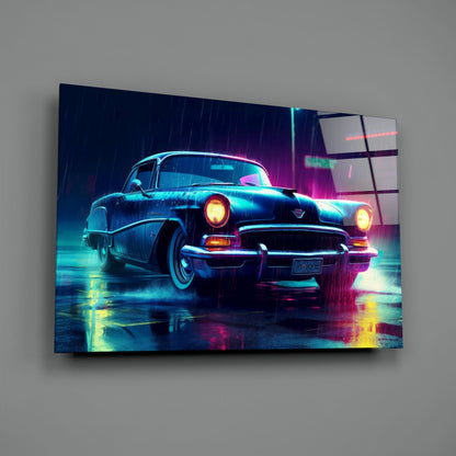 Vintage American Cruiser Glass Wall Art || Designer Collection