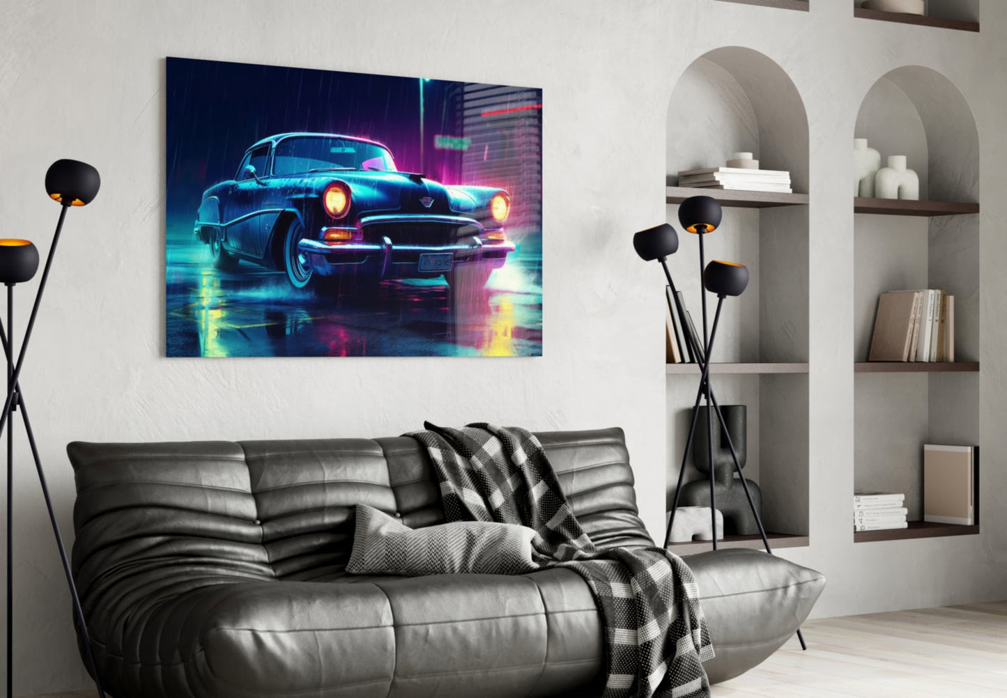 Vintage American Cruiser Glass Wall Art || Designer Collection