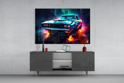 1970 American Muscle Car  Glass Wall Art || Designer Collection