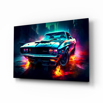 1970 American Muscle Car  Glass Wall Art || Designer Collection