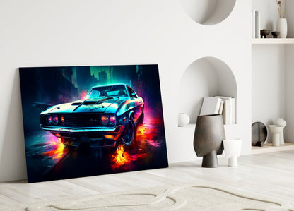 1970 American Muscle Car  Glass Wall Art || Designer Collection