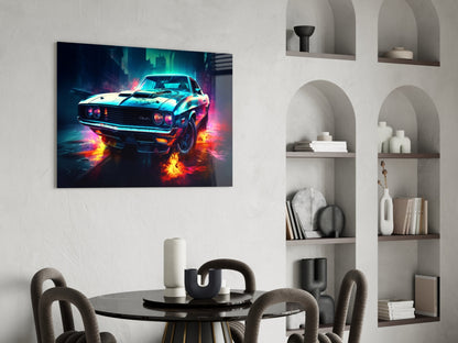 1970 American Muscle Car  Glass Wall Art || Designer Collection