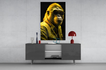 Bright Yellow Suited Gorilla Glass Wall Art