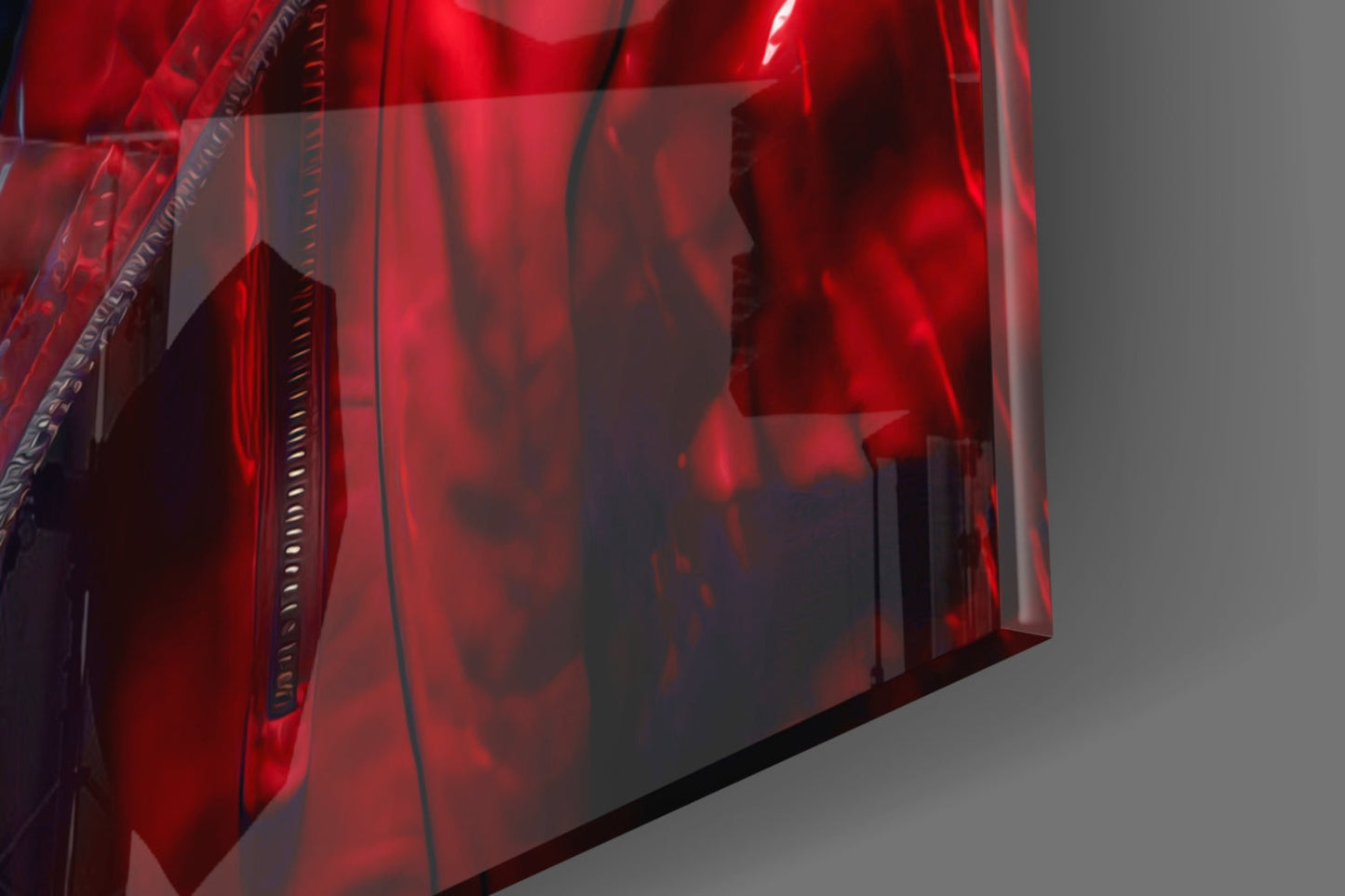 Red Leather Jacket Giraffe Glass Wall Art