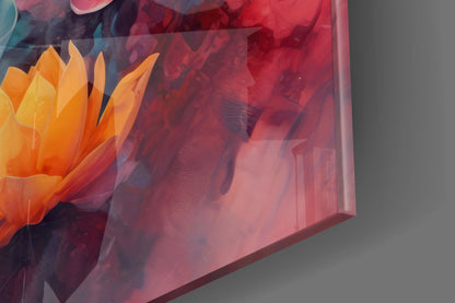 Lotus Blooms Pastel Buddha Glass Wall Art