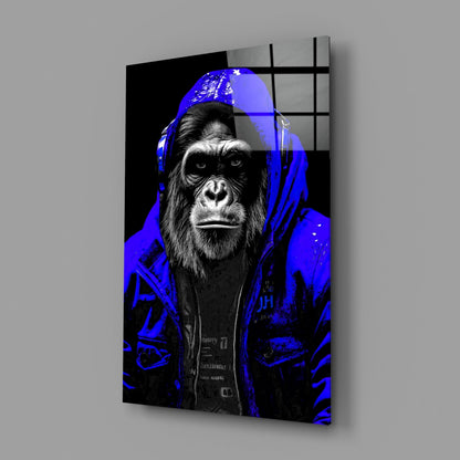 Electric Blue Hooded Gorilla Glass Wall Art