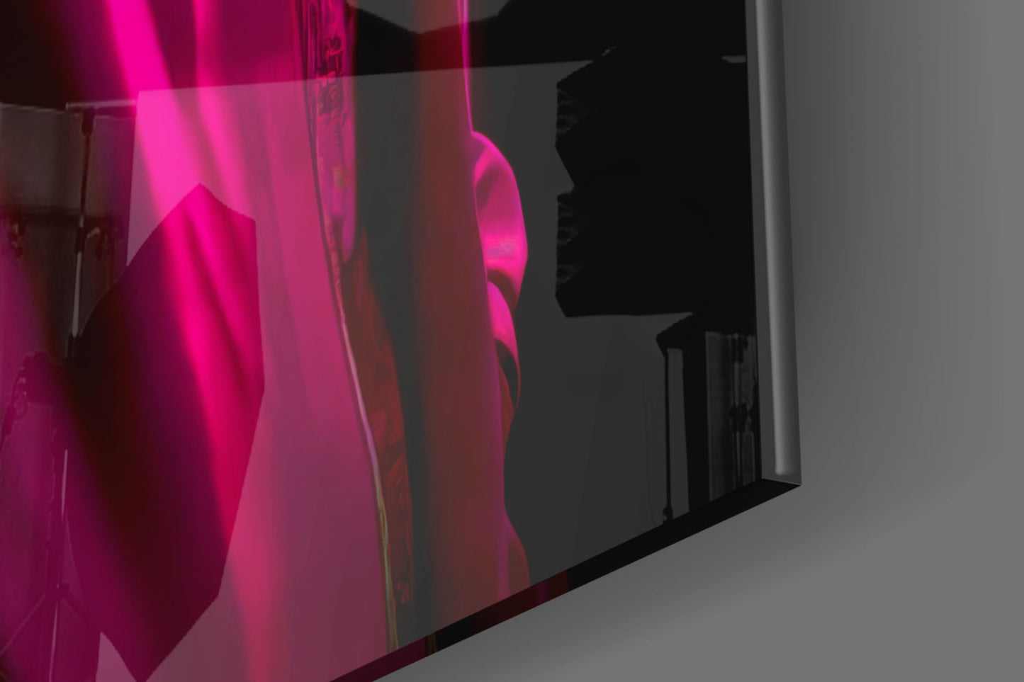Pink Coat Rhino Neon Glow Glass Wall Art