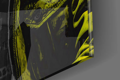 Yellow Raincoat Headphone Gorilla Glass Wall Art
