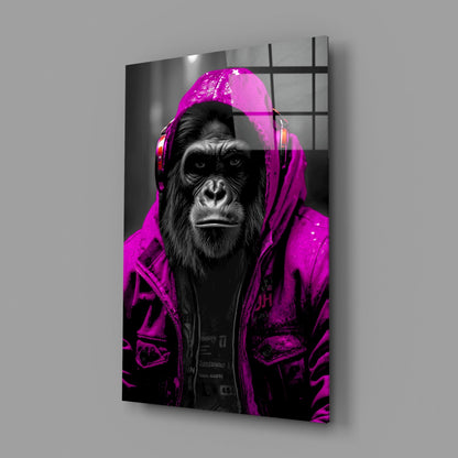 Yellow Raincoat Headphone Gorilla Glass Wall Art