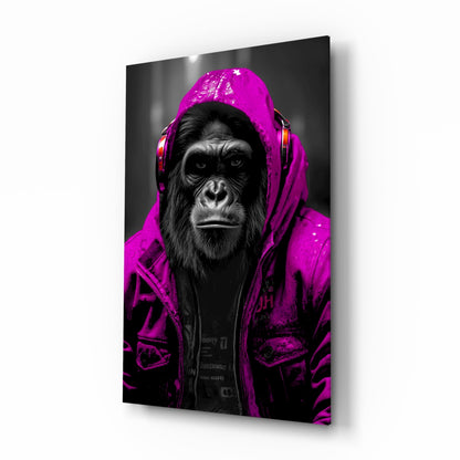 Yellow Raincoat Headphone Gorilla Glass Wall Art