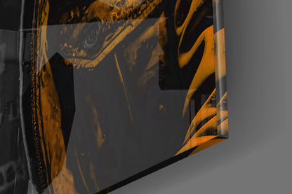 Yellow Raincoat Headphone Gorilla Glass Wall Art