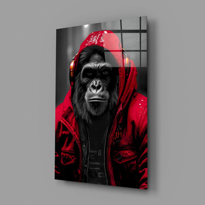 Yellow Raincoat Headphone Gorilla Glass Wall Art