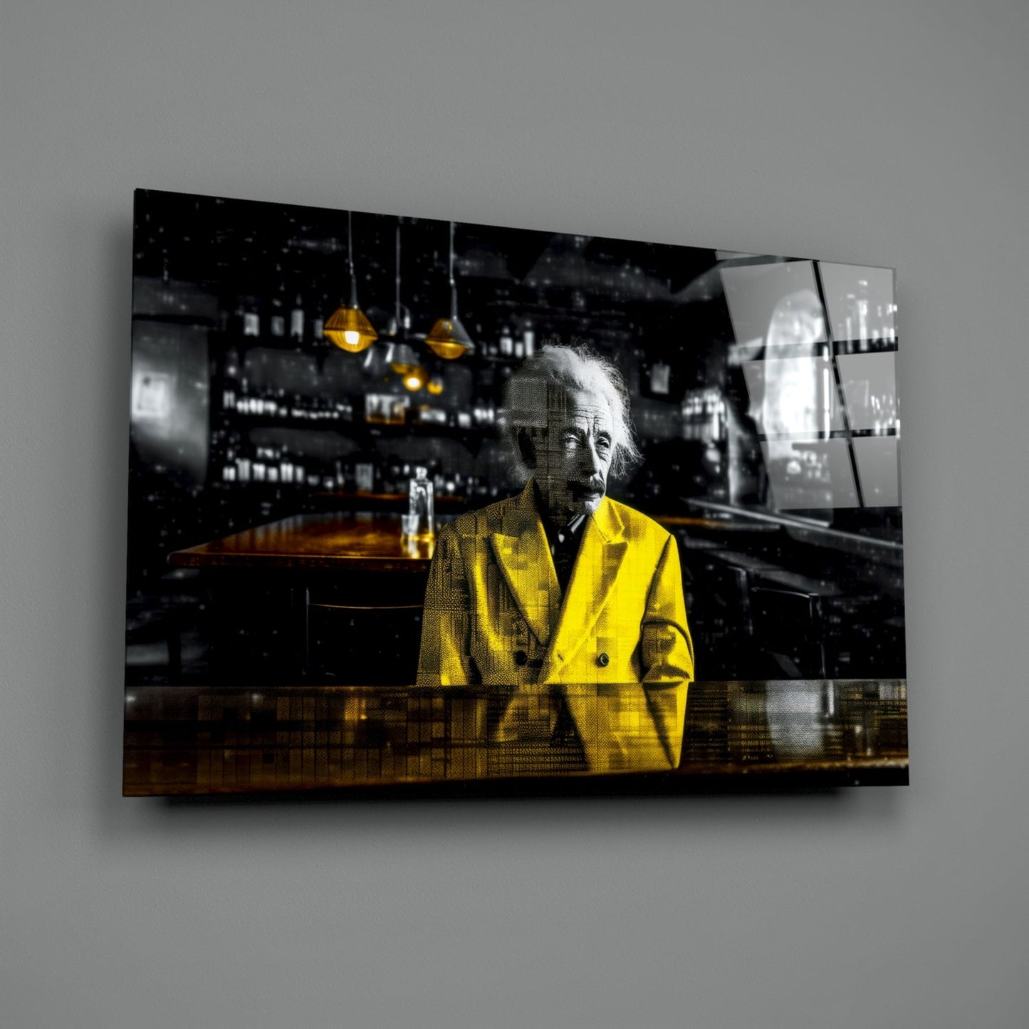 Scientist in the Bar Glass Wall Art || Designers Collection