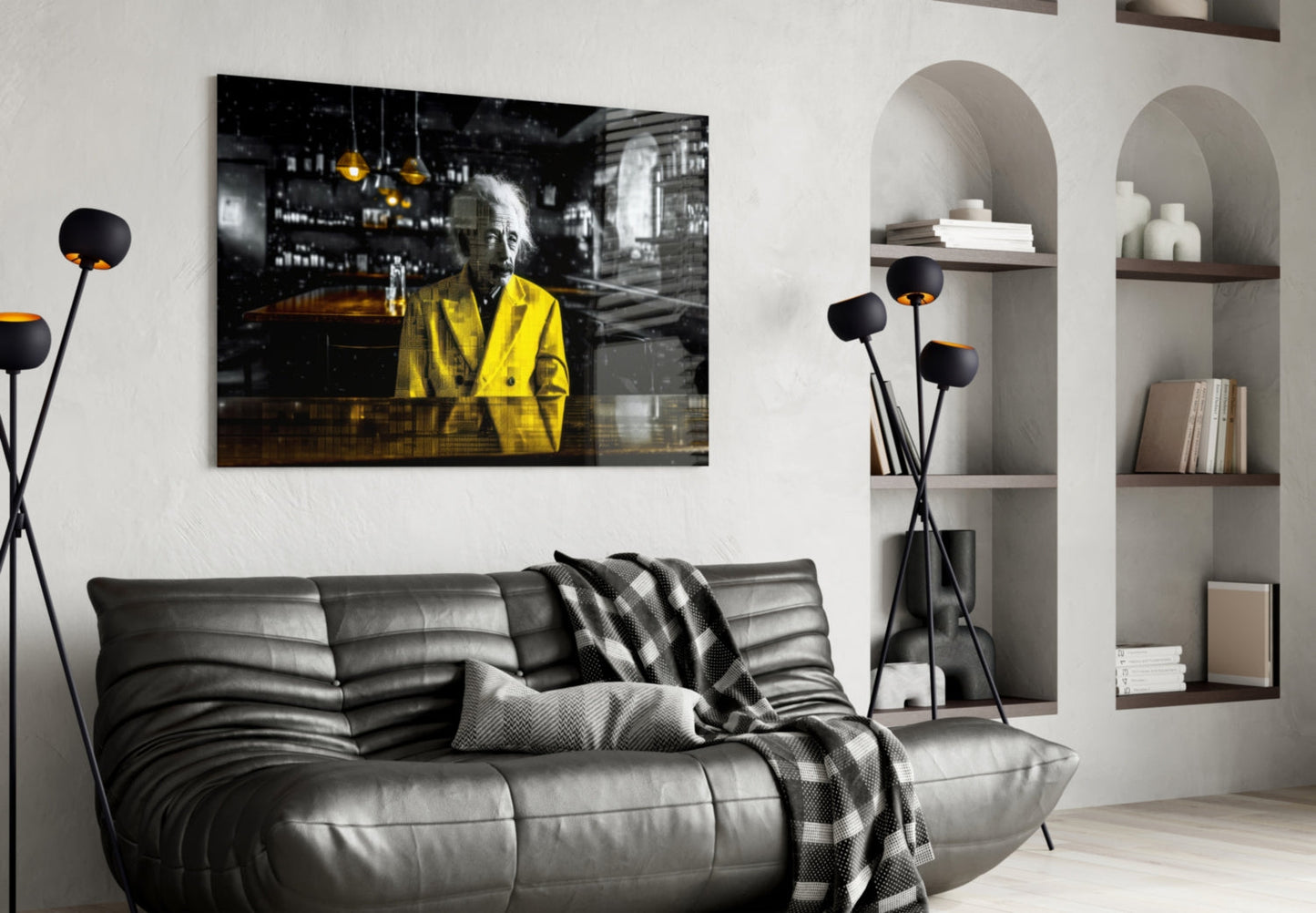 Scientist in the Bar Glass Wall Art || Designers Collection