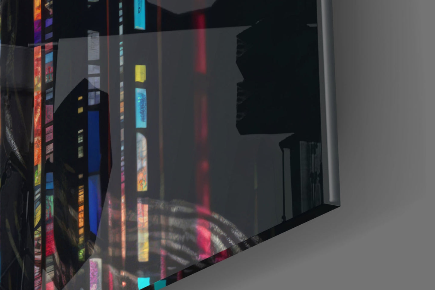 Glitch Stripes Woman Portrait Glass Wall Art