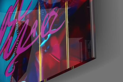 Pink Graffiti Drip Woman Glass Wall Art