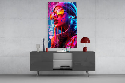 Beanie And Orange Shades Glass Wall Art