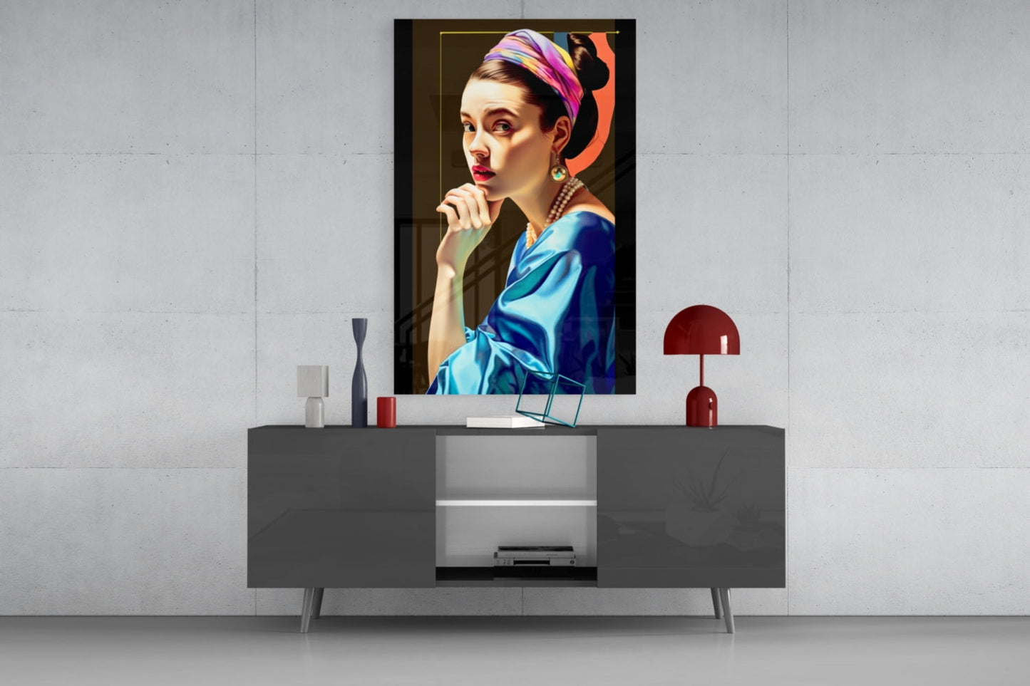 Rainbow Turban Girl With A Pearl Earring Glass Wall Art