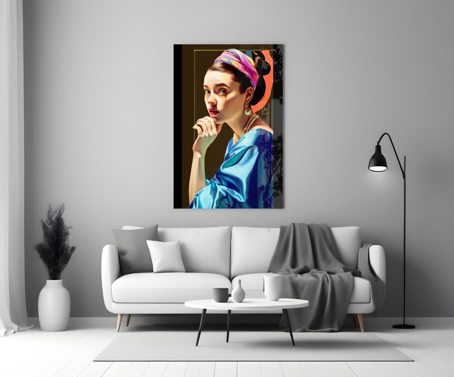Rainbow Turban Girl With A Pearl Earring Glass Wall Art