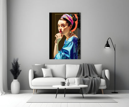 Rainbow Turban Girl With A Pearl Earring Glass Wall Art