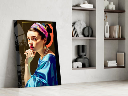 Rainbow Turban Girl With A Pearl Earring Glass Wall Art