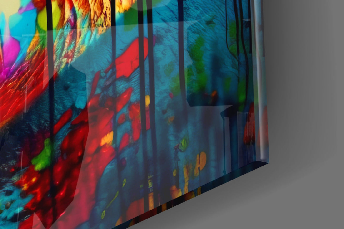 Rainbow Splatter Glossy Lips Glass Wall Art