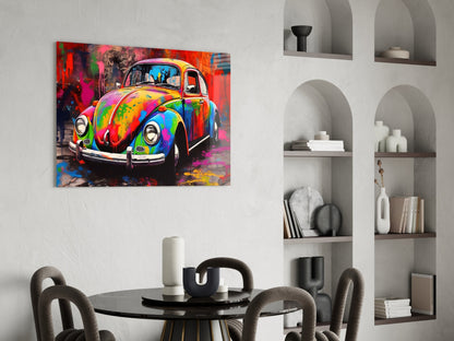 Colorful Retro Camper Van Glass Wall Art || Designer Collection