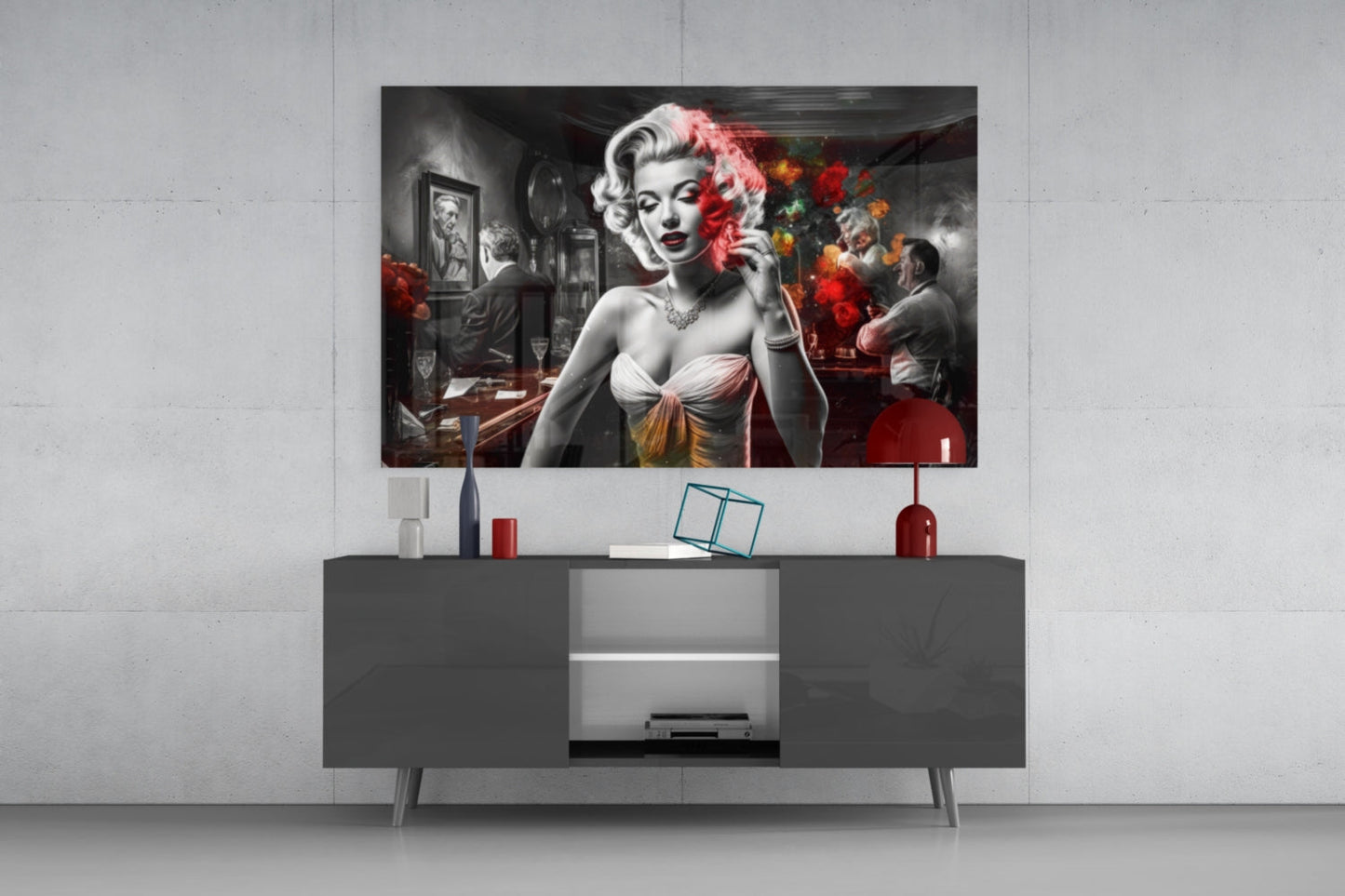 Smoke Burst Blonde with Cigarette Glass Wall Art