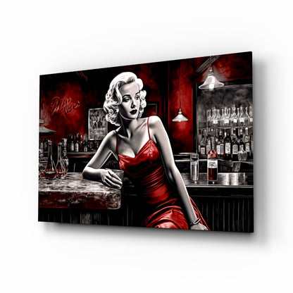 Crimson Bar Blonde with Cocktail Glass Wall Art