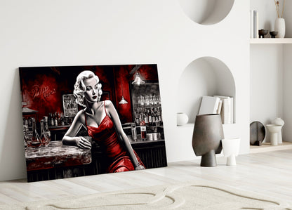 Crimson Bar Blonde with Cocktail Glass Wall Art