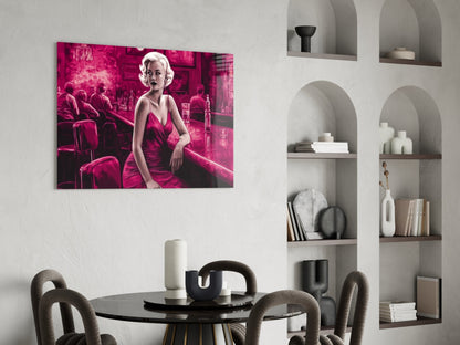 Magenta Blonde at Diner Bar Glass Wall Art