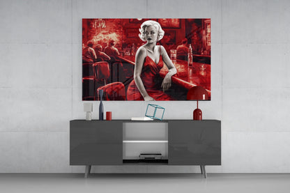 Scarlet Tinted Blonde at Bar Glass Wall Art