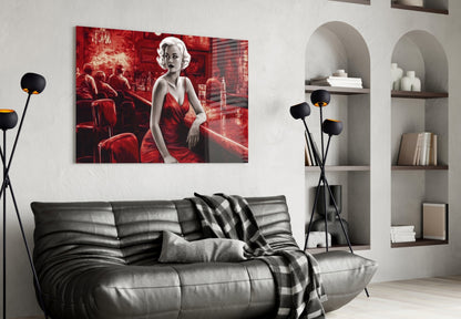 Scarlet Tinted Blonde at Bar Glass Wall Art