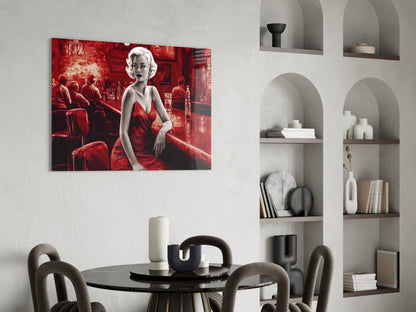Scarlet Tinted Blonde at Bar Glass Wall Art