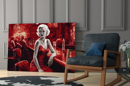 Scarlet Tinted Blonde at Bar Glass Wall Art