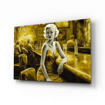 Golden Blonde at Diner Bar Glass Wall Art