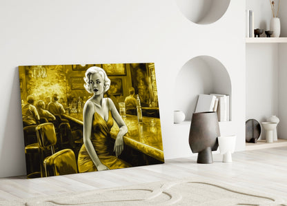 Golden Blonde at Diner Bar Glass Wall Art