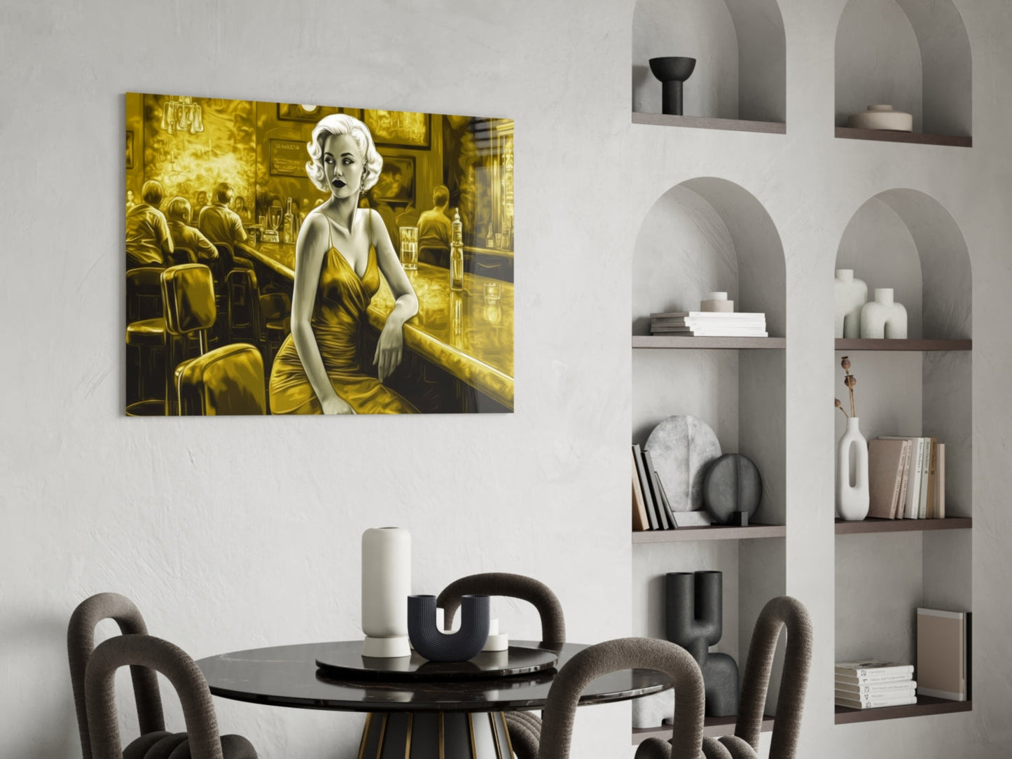 Golden Blonde at Diner Bar Glass Wall Art