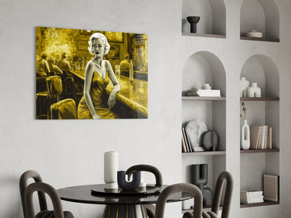 Golden Blonde at Diner Bar Glass Wall Art