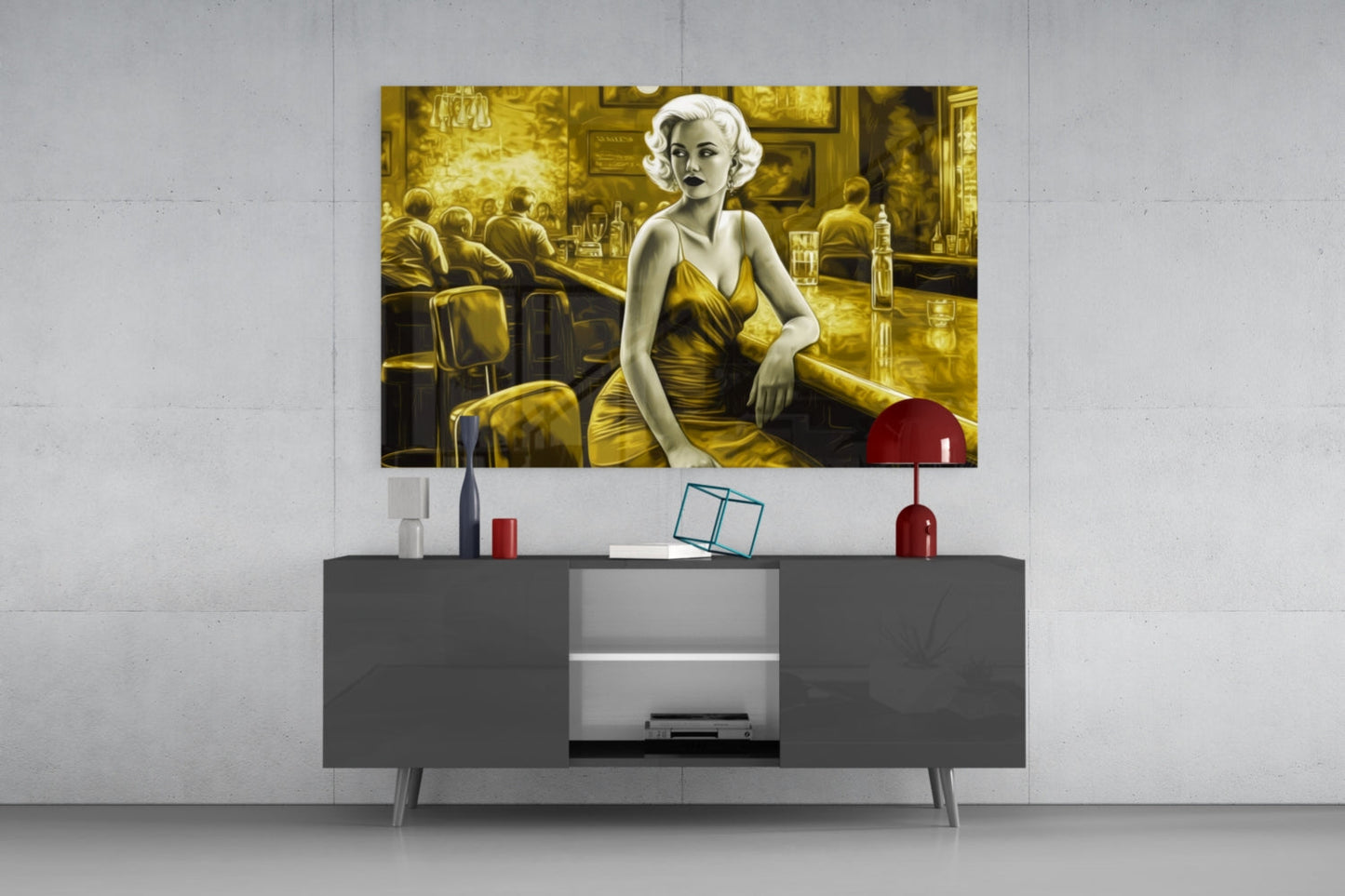 Golden Blonde at Diner Bar Glass Wall Art