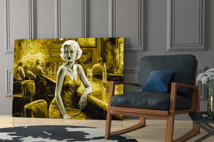 Golden Blonde at Diner Bar Glass Wall Art