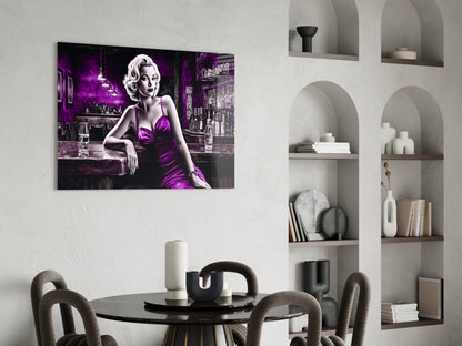 Violet Satin Blonde at Bar Glass Wall Art