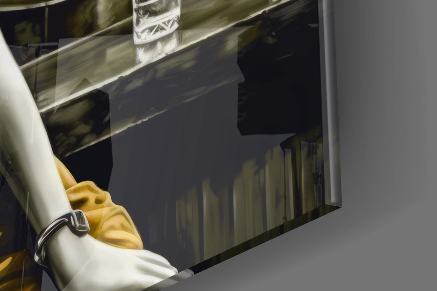 Amber Gown Blonde at Bar Glass Wall Art