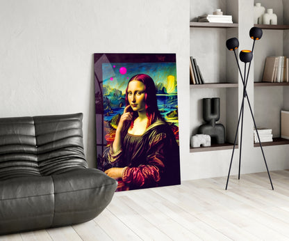 Vivid Pop Landscape Mona Lisa Glass Wall Art