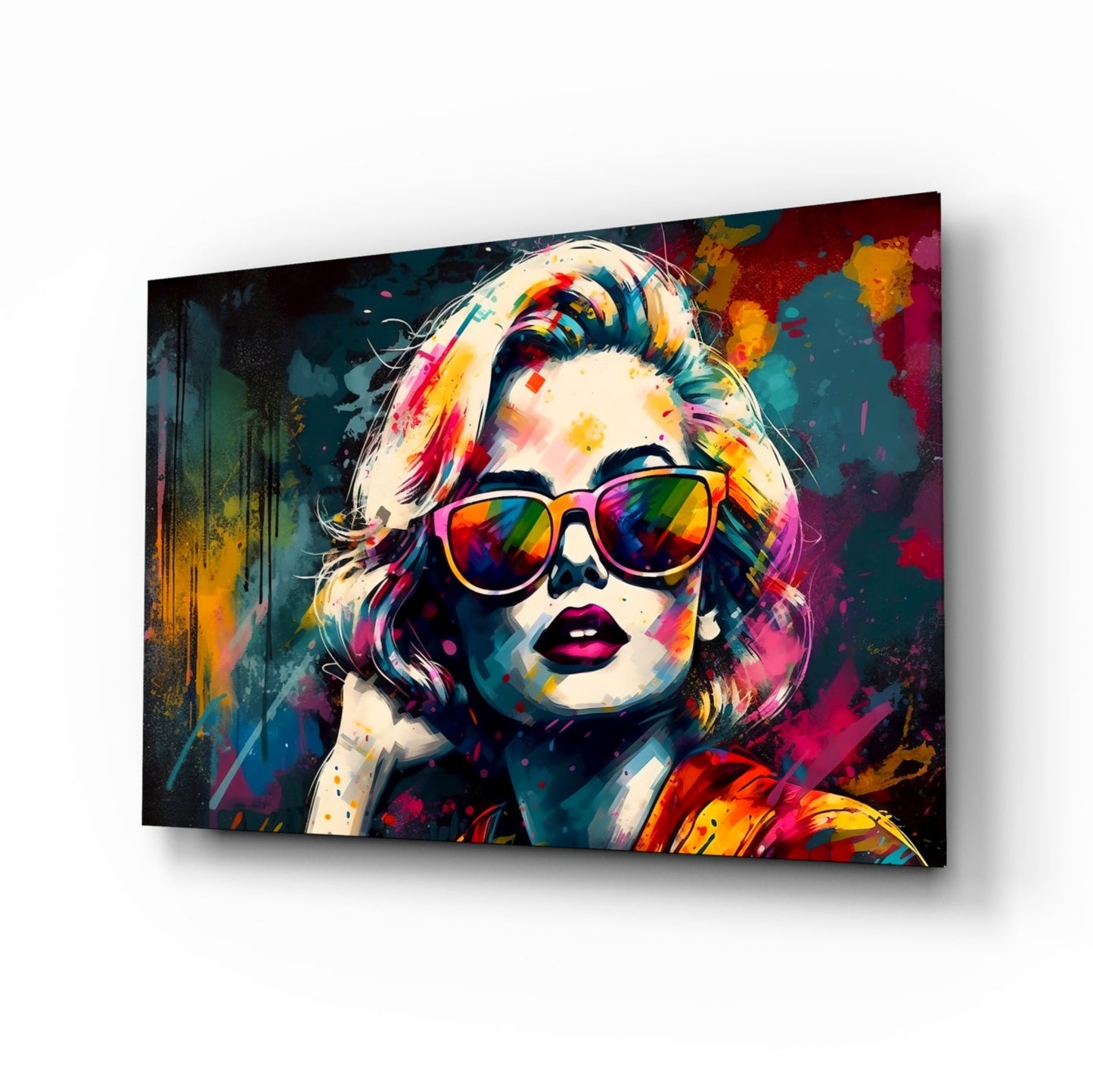 Rainbow Lens Sunglasses Splatter Face Glass Wall Art