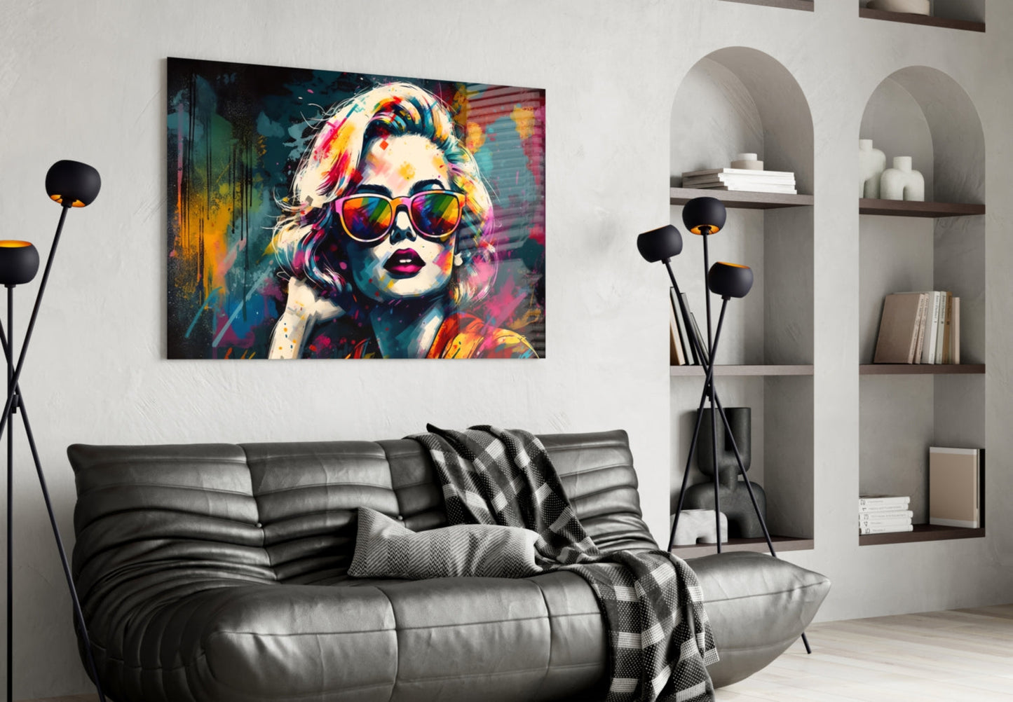 Rainbow Lens Sunglasses Splatter Face Glass Wall Art