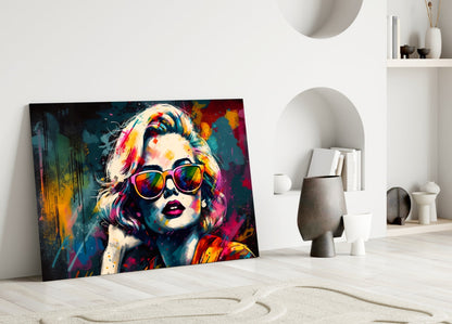 Rainbow Lens Sunglasses Splatter Face Glass Wall Art